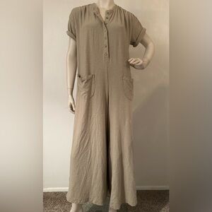 FREE PEOPLE Beach Wide Leg Tan Jumpsuit sz SMALL s/p